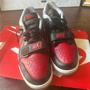 Nike Red and Black Low-Top Athletic Sneakers with Strap